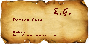 Rozsos Géza névjegykártya